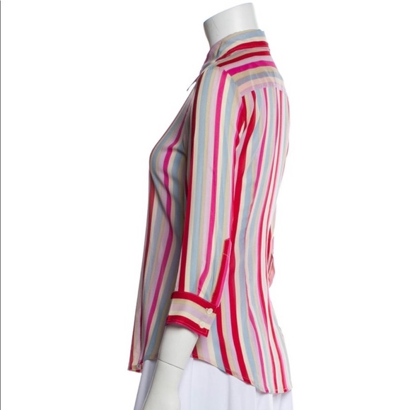 Theory Silk Striped Button-Up Top - Picture 2 of 3